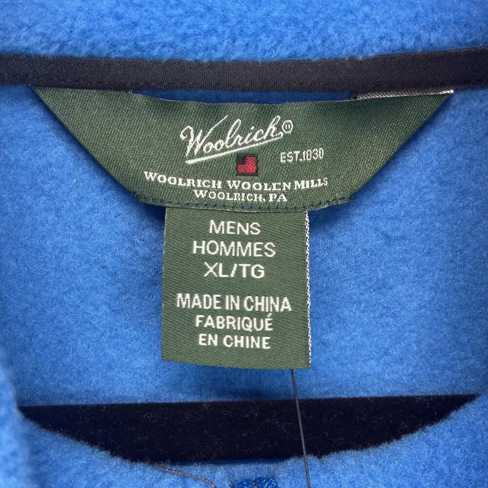 Woolrich Men’s XL Fleece Vest Blue Full Zip Outdoor NWT